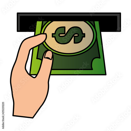 hole machine with bill dollar and hand