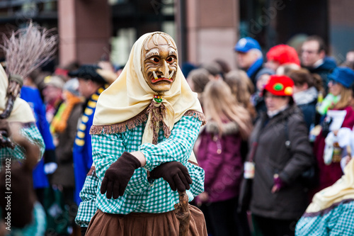 Narrenumzug - Carnival in southern Germany Fasnacht, Mask parade at the historical annual carnival 
