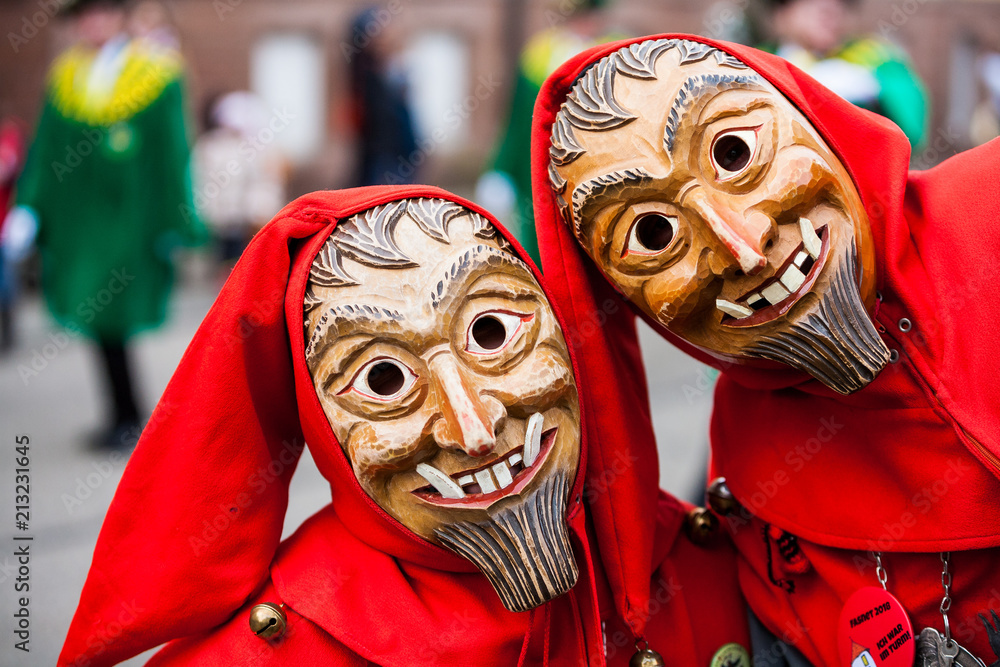 Narrenumzug - Carnival in southern Germany Fasnacht, Mask parade at the