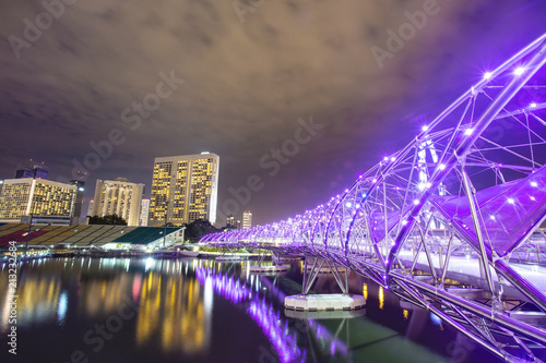 The helix bridge with marina bay in background