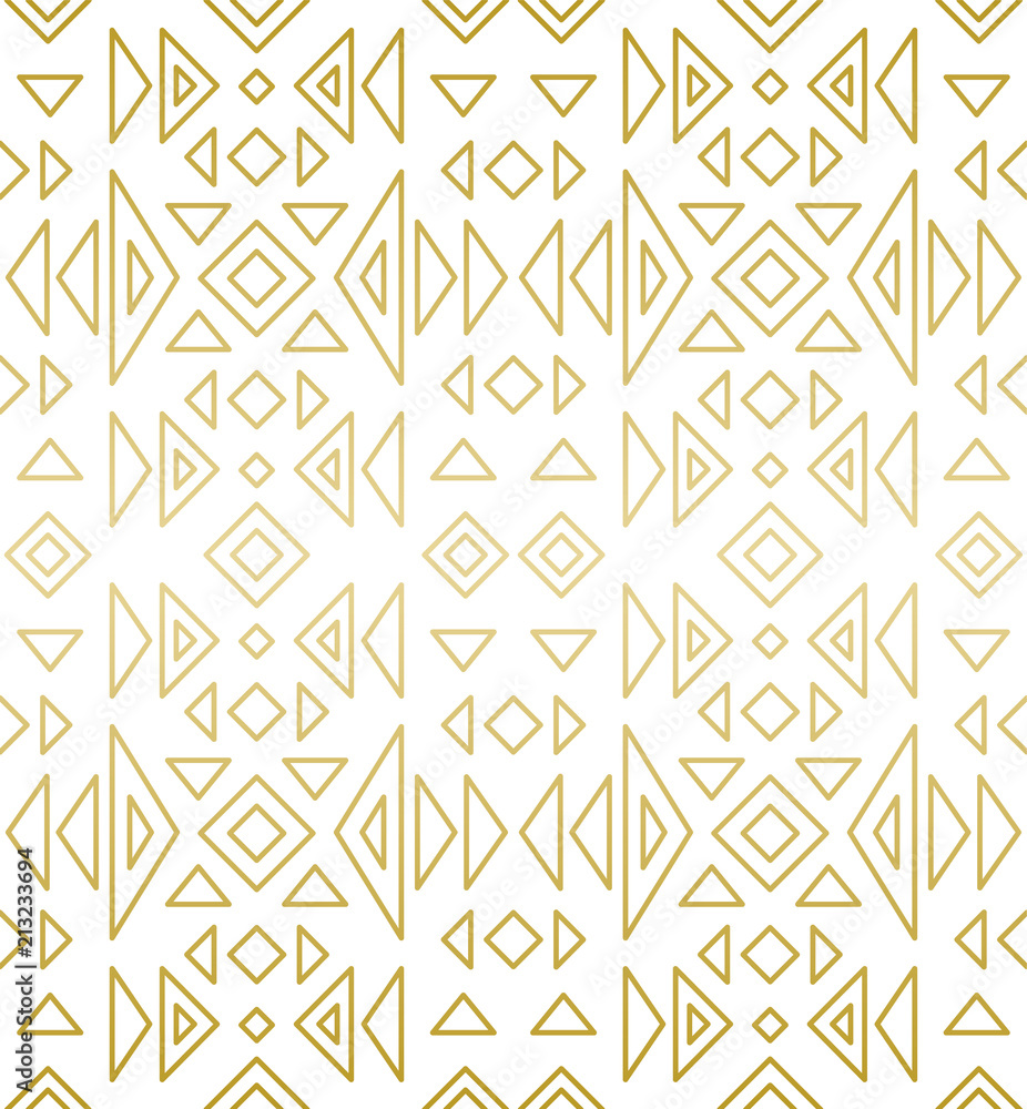 Geometric Pattern. Seamless Vector Lines. Golden Look.