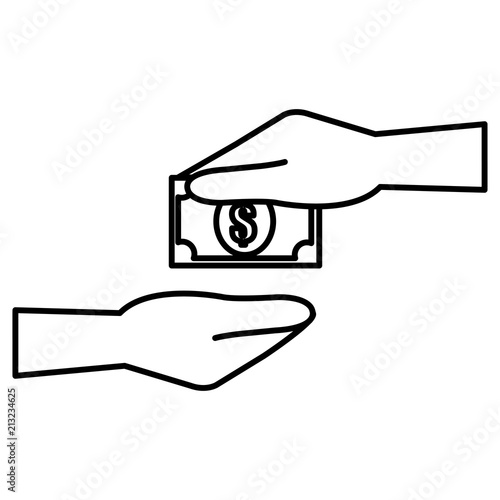 hand with bills money
