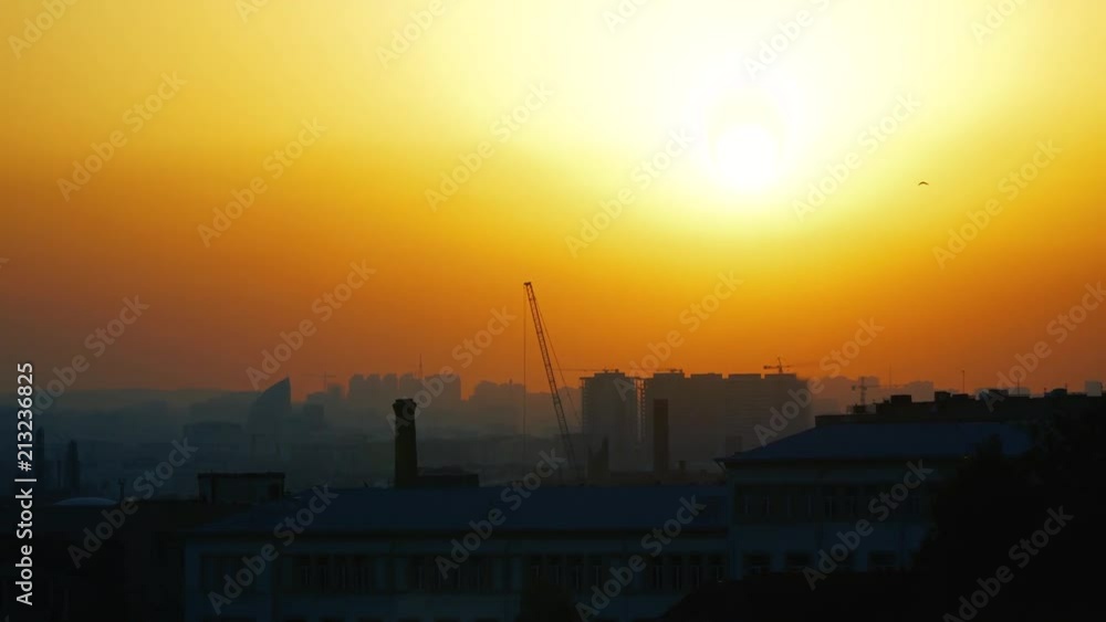 Sunset in Baku Skyline Light City. Azerbaijan Capital. 4K Sunset in Baku Skyline Light City. Azerbaijan Capital. 4K