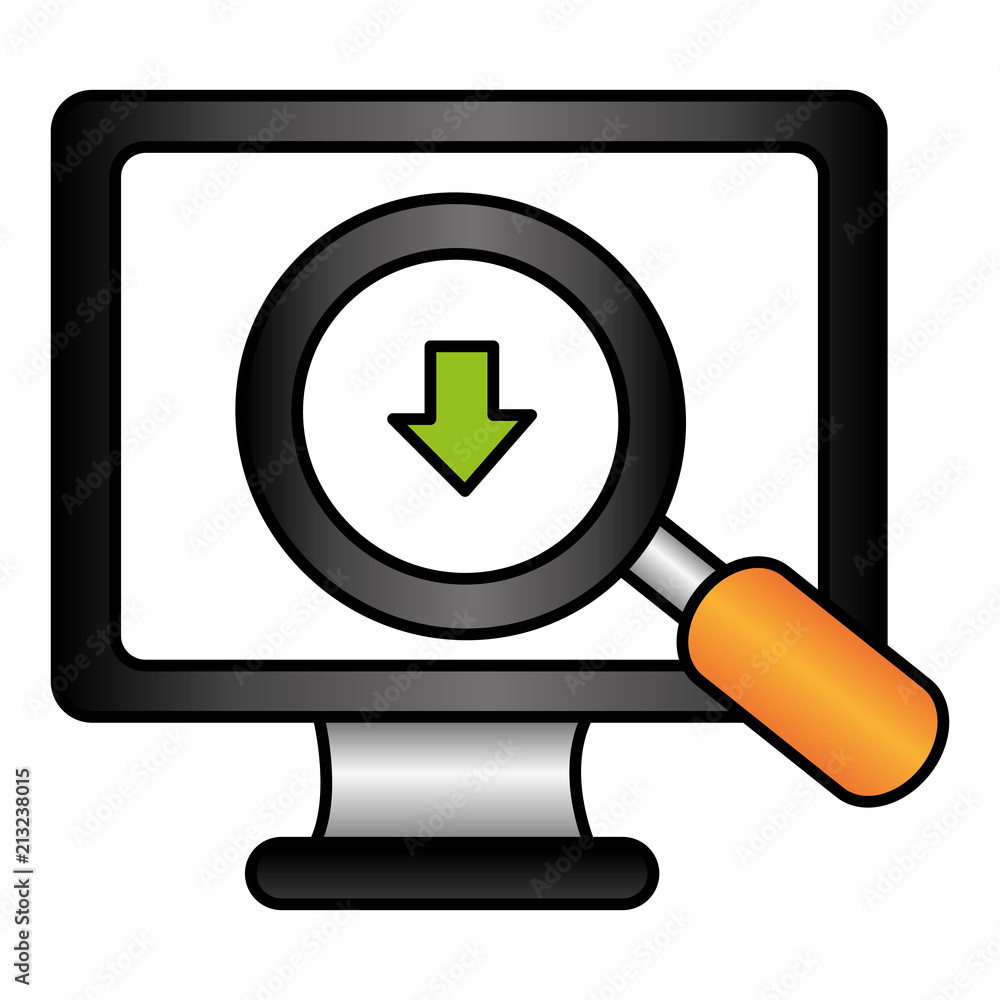 monitor computer with magnifying glass and arrow download monitor computer with magnifying glass and arrow download