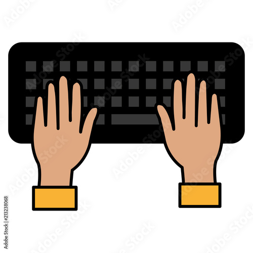 hands typing in keyboard