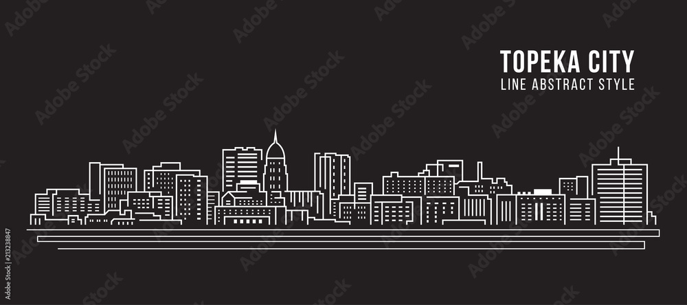 Cityscape Building Line art Vector Illustration design - Topeka city