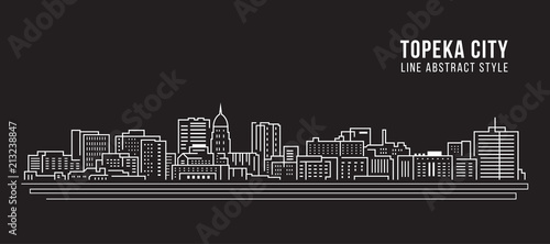 Cityscape Building Line art Vector Illustration design - Topeka city