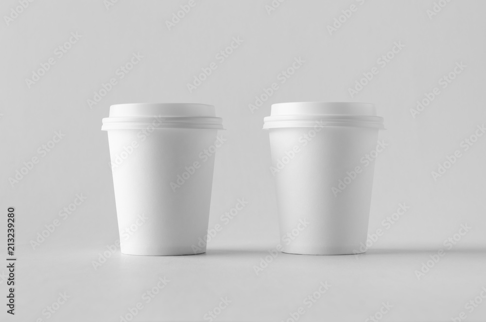 8 oz. white coffee paper cup mock-up with lid. 8 oz. white coffee paper cup mock-up with lid.