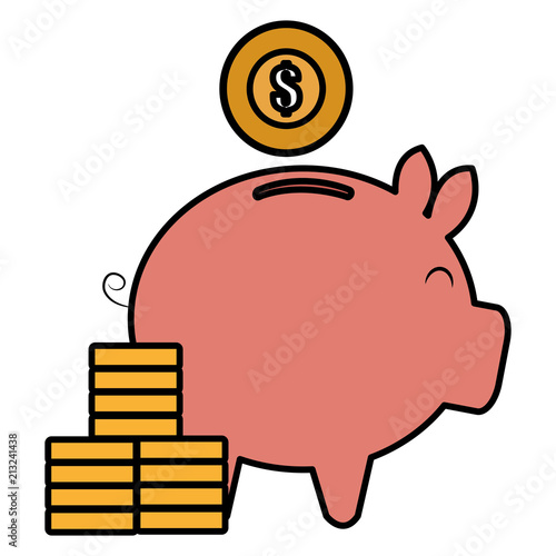 piggy savings with coins