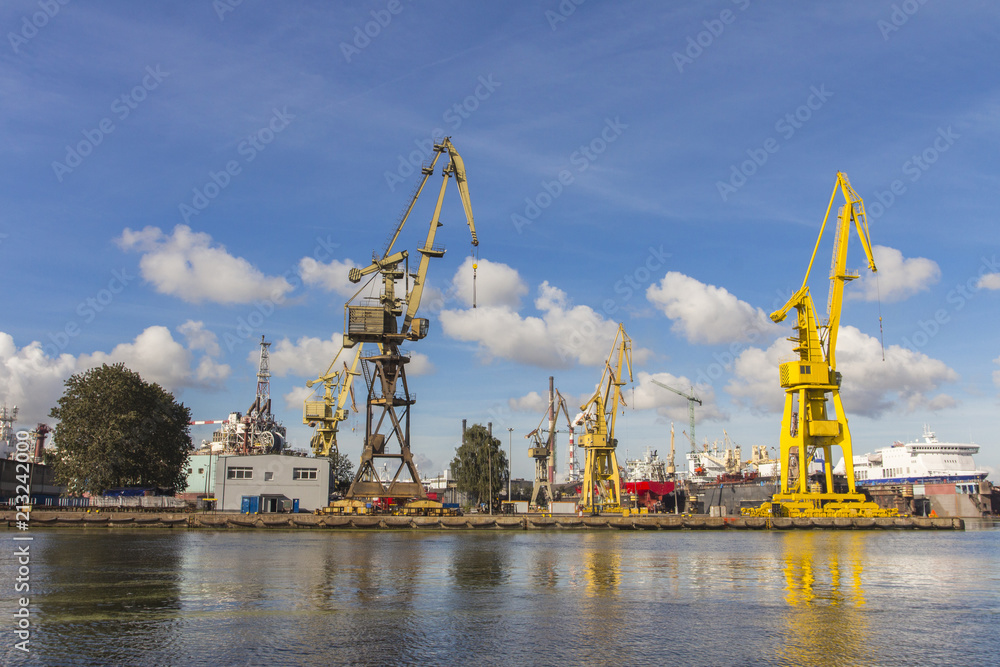 Harbor cranes in Gdansk. Poland