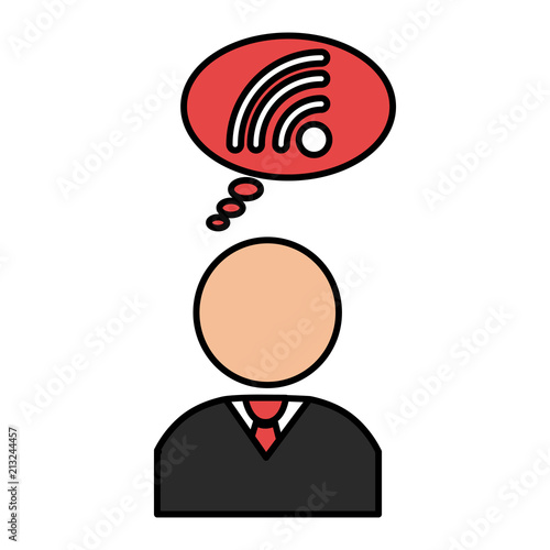 businessman with speech bubble and wifi signal