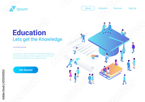 Education Online Isometric vector illustration concept