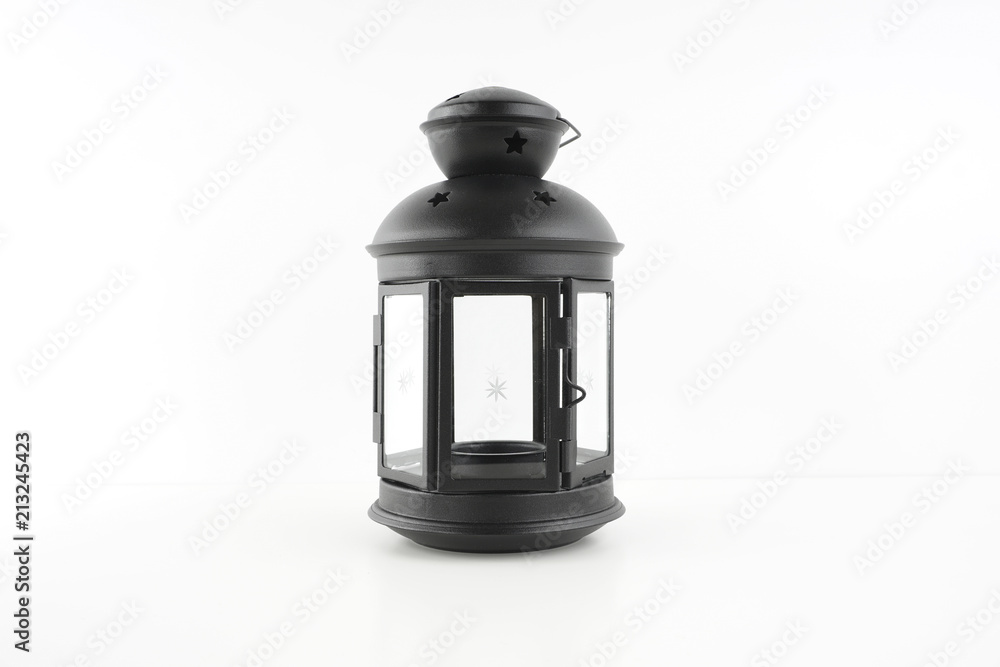 Black lantern over white background. Religion concept Black lantern over white background. Religion concept