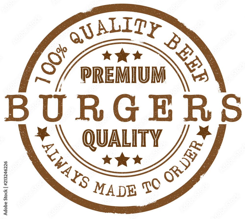 grungy round premium quality burgers rubber stamp grungy round premium quality burgers rubber stamp