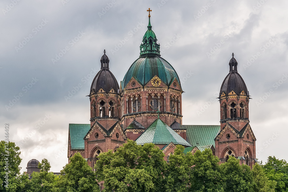 Naklejka premium Munich, Germany June 09, 2018: St. Luke Church in Munich, Germany
