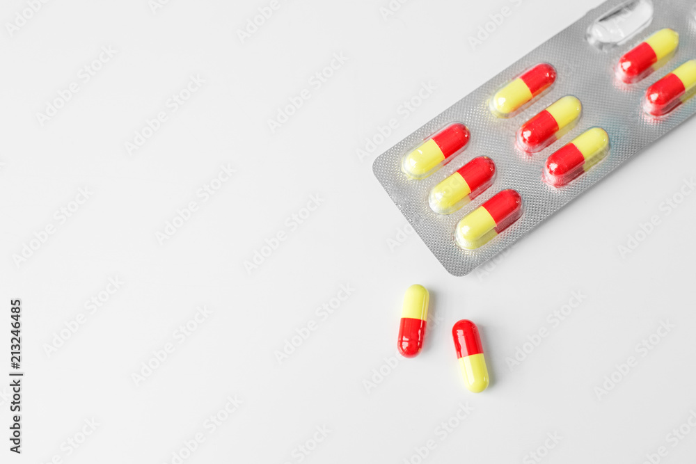 Tablets in capsules. Flat lay. The concept of medicine, disease, health. Tablets in capsules. Flat lay. The concept of medicine, disease, health.