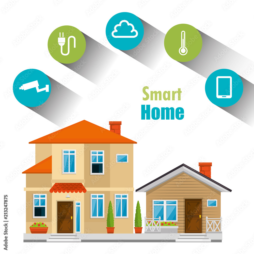 smart house with set services icons smart house with set services icons