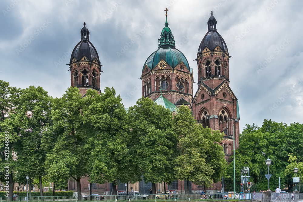 Naklejka premium Munich, Germany June 09, 2018: St. Luke Church in Munich, Germany