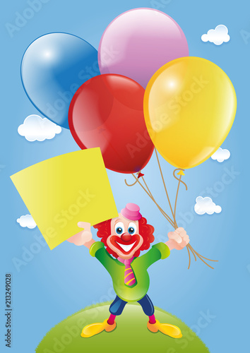 Illustration Clown mit Luftballon