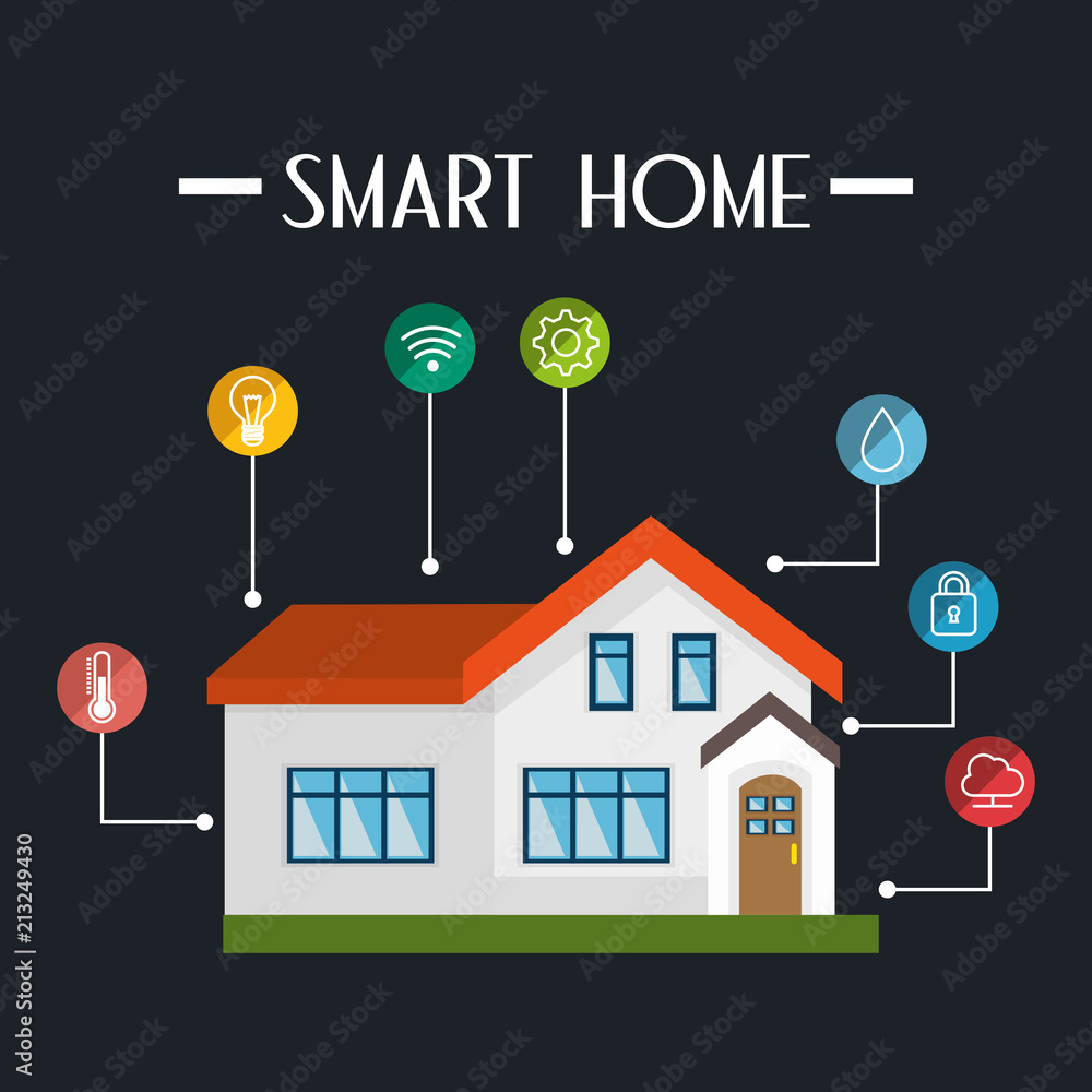 smart house with set services icons smart house with set services icons