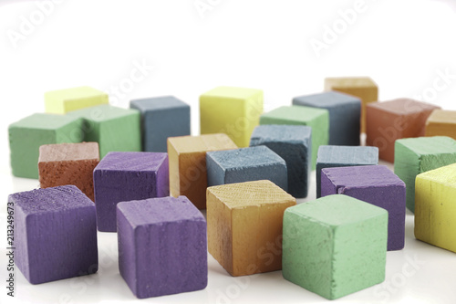 Wallpaper Mural Wooden cube blocks over white background Torontodigital.ca