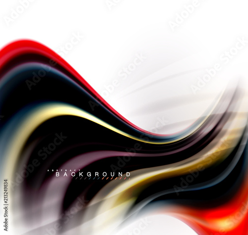 Fluid liquid mixing colors concept on light grey background, wave and swirl curve flow line, trendy abstract layout template for business presentation, app wallpaper banner, poster or wallpaper