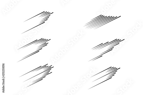 Set speed lines isolated set. Motion effect for your design. Black lines on white background. Vector