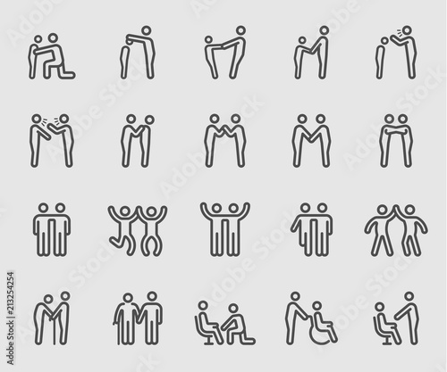 Line icons set for Relationship, Family, Human, Friend