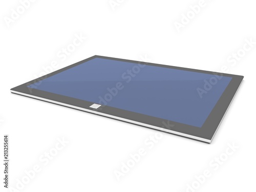 Tablet with blank screen and metal frame