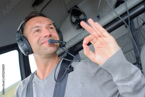 Pilot making positive hand gesture