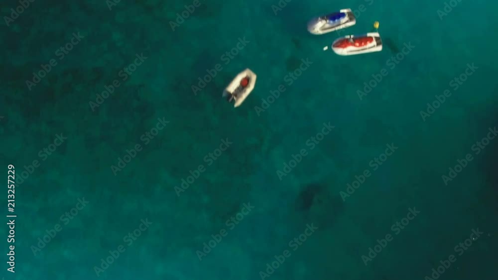 Aerial shot looking down in the ocean Aerial shot looking down in the ocean