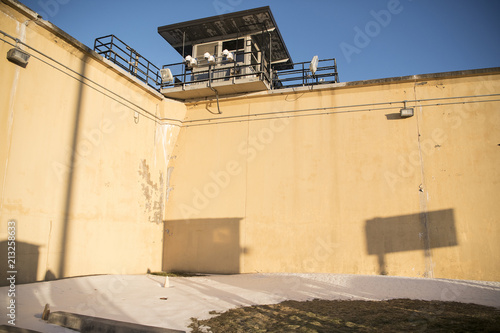 Guard tower on prison wall