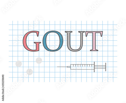 gout word on checkered paper sheet- vector illustration