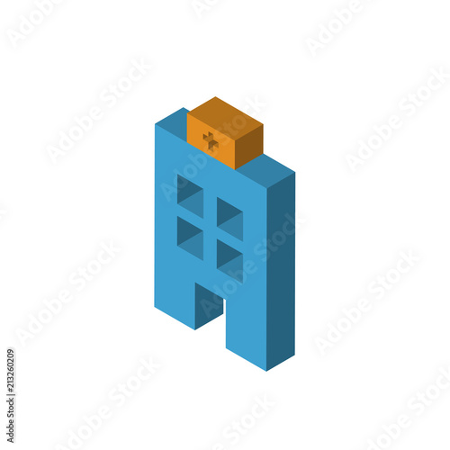 Hospital isometric right top view 3D icon