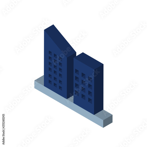 City isometric right top view 3D icon