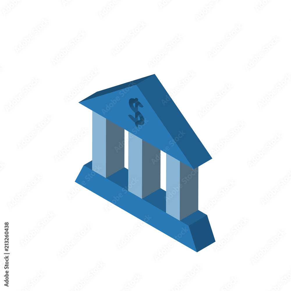Bank isometric right top view 3D icon Bank isometric right top view 3D icon