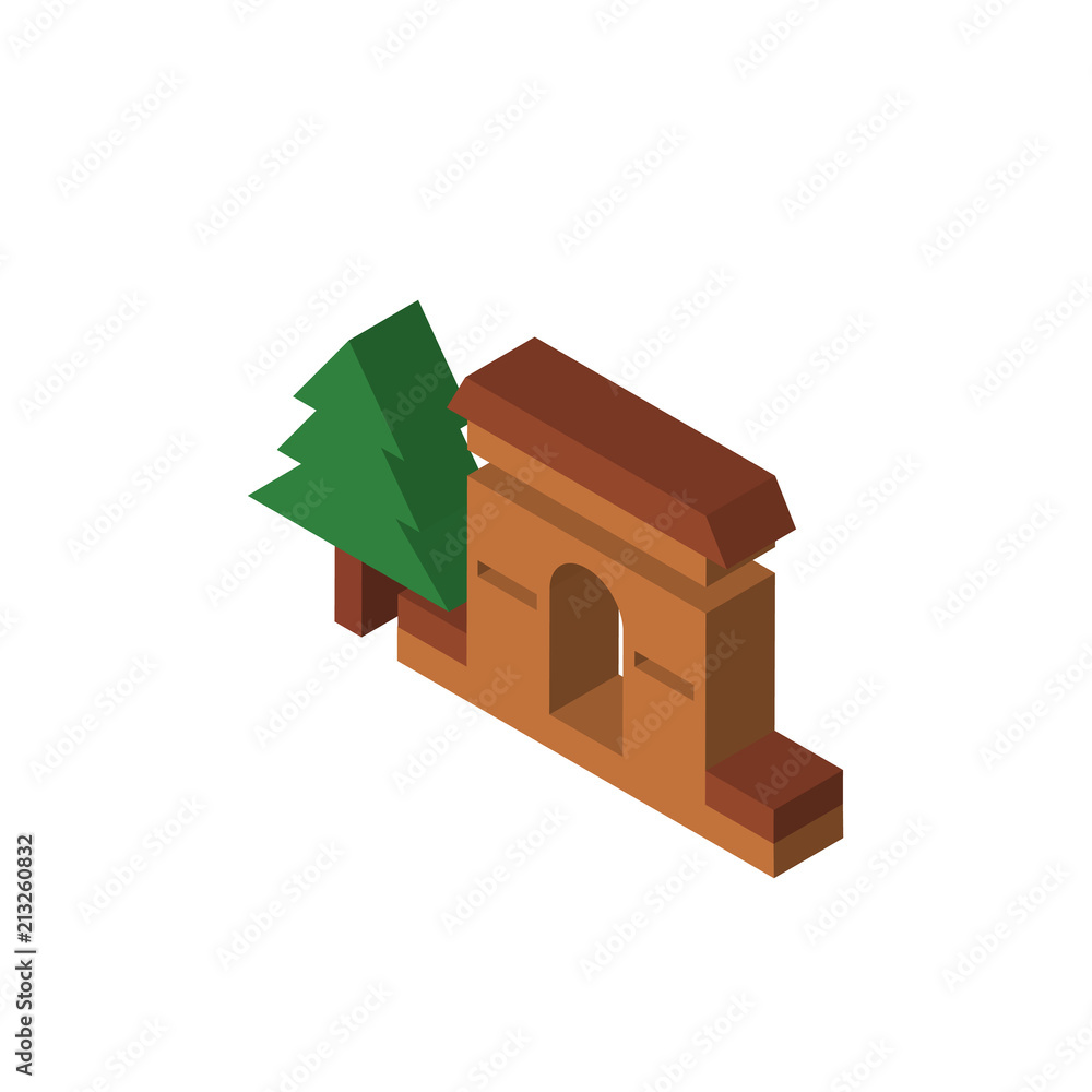 Arch isometric right top view 3D icon Arch isometric right top view 3D icon
