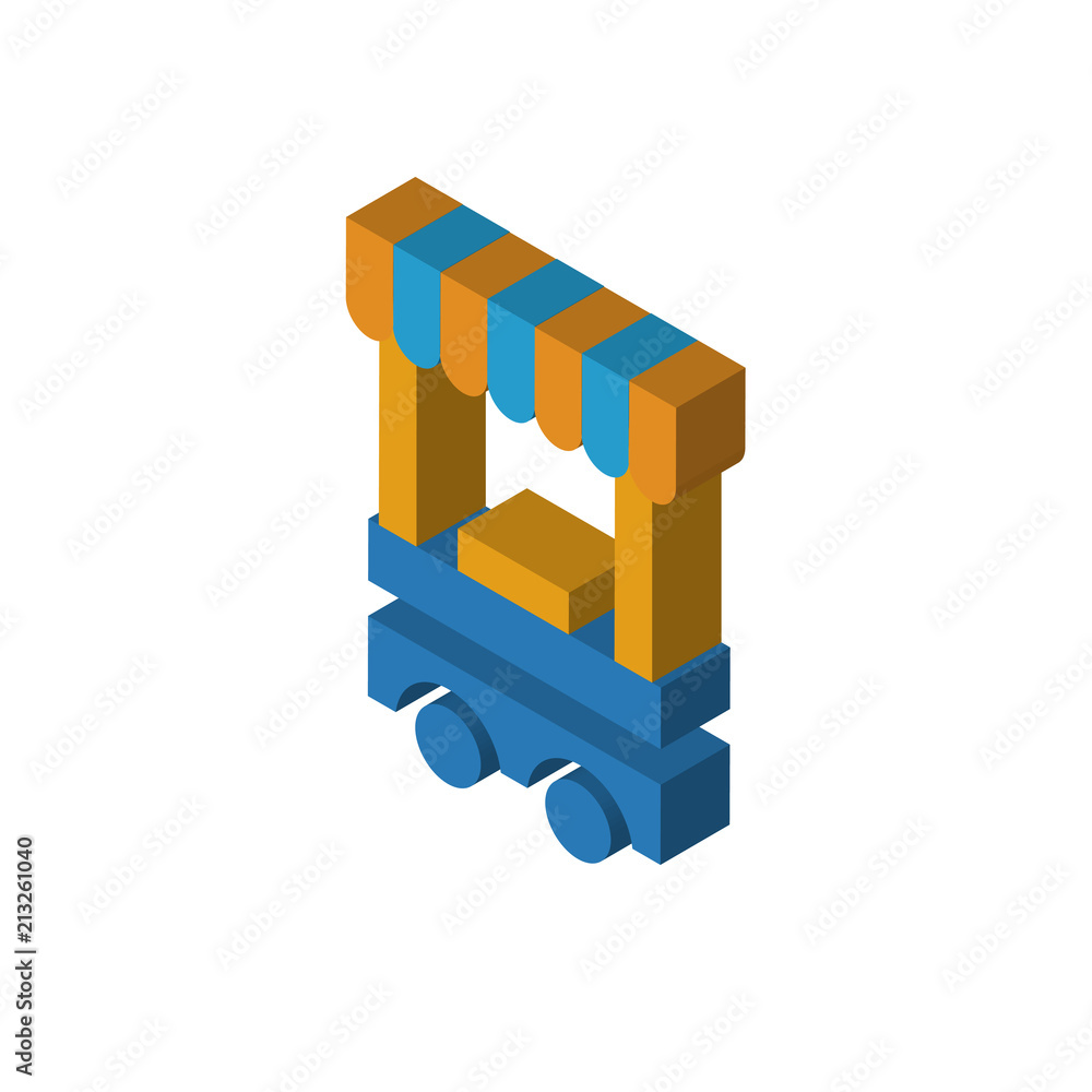 Food cart isometric right top view 3D icon Food cart isometric right top view 3D icon