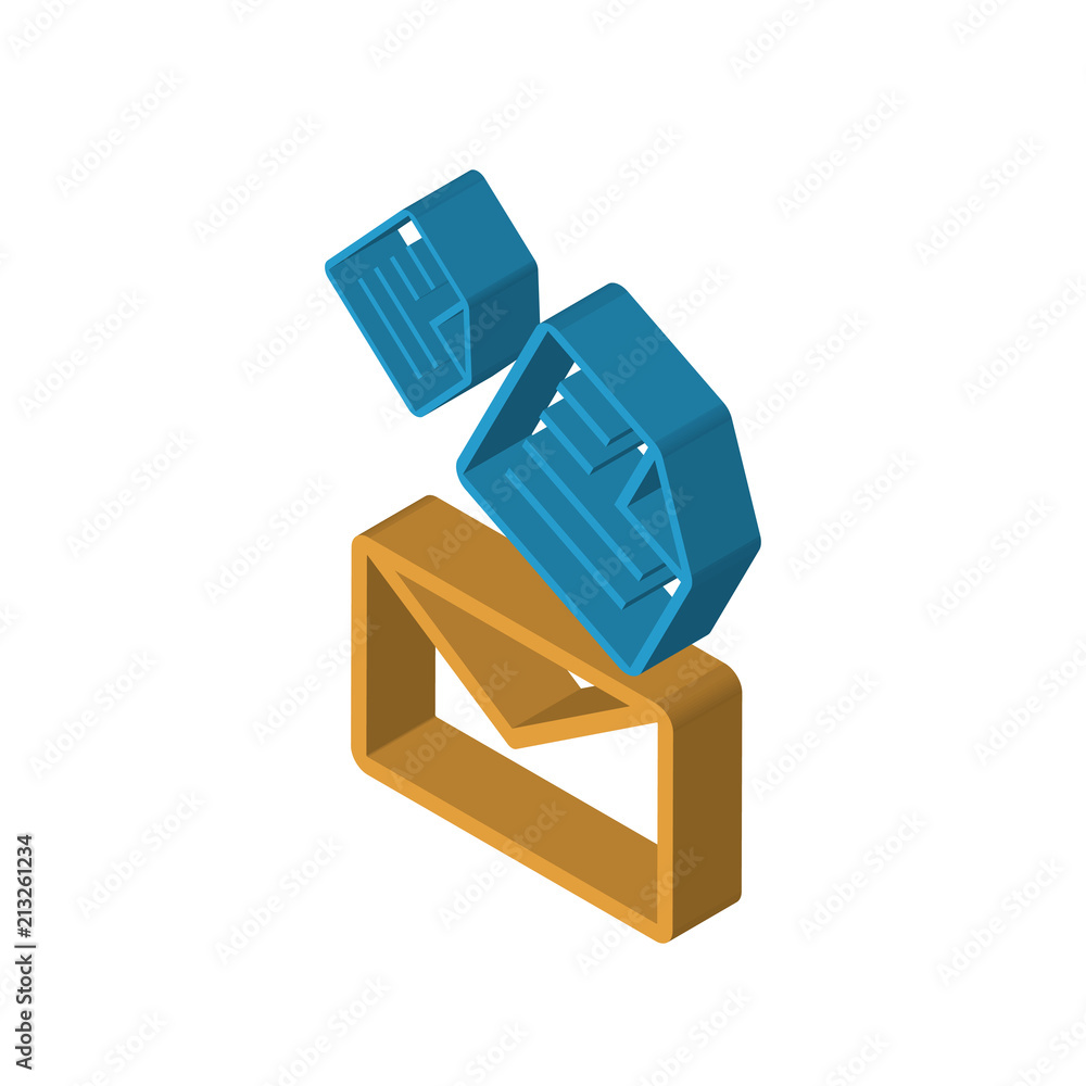 Obraz premium Email isometric right top view 3D icon