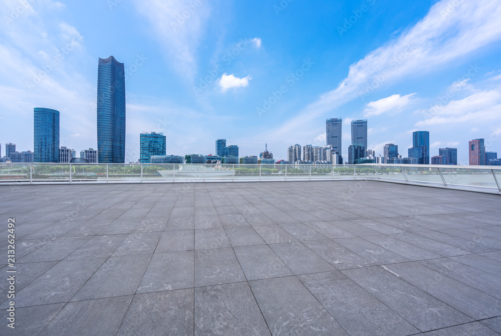 empty square with city skyline empty square with city skyline
