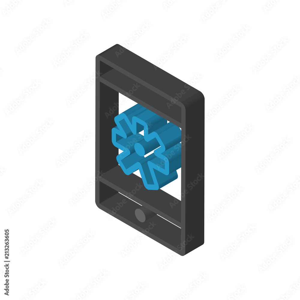 Smartphone isometric right top view 3D icon Smartphone isometric right top view 3D icon