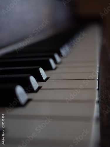 close-up piano keys diagonal