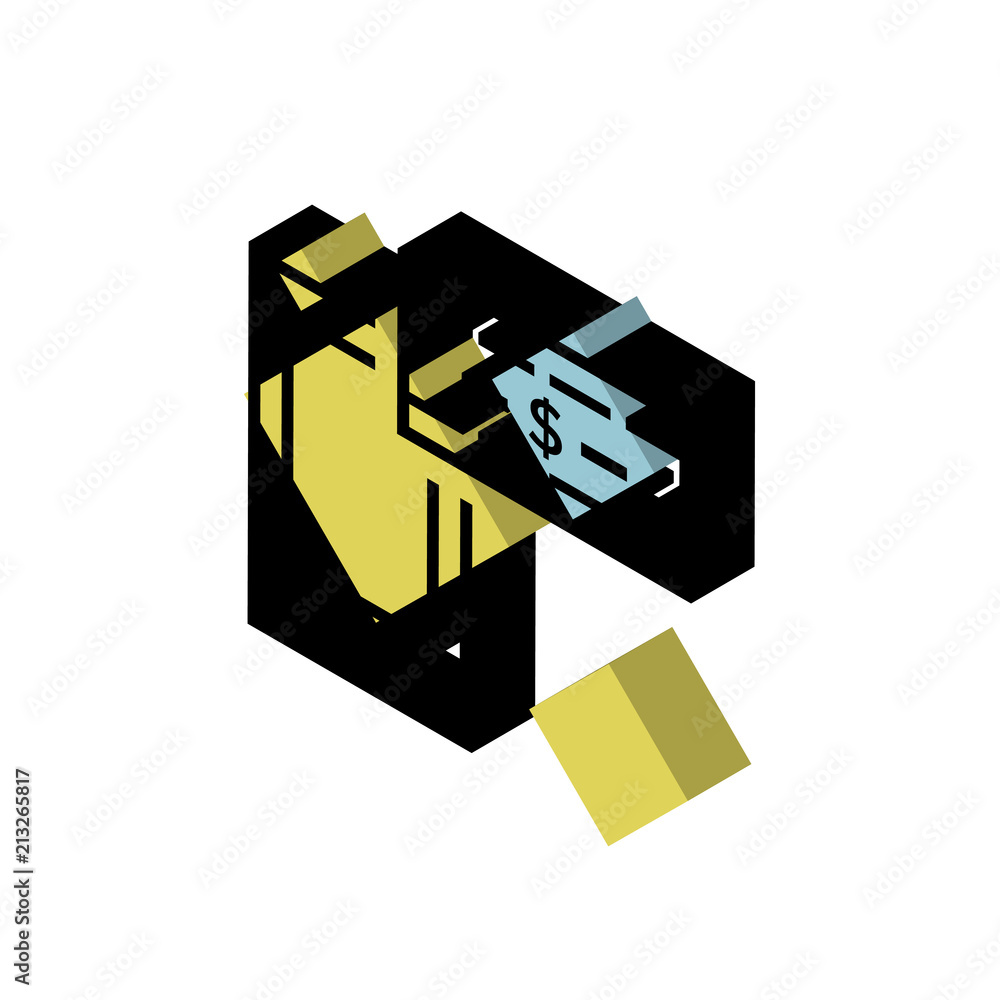 Obraz premium Money isometric right top view 3D icon