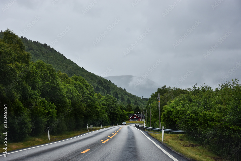On the road in Norway ,More og Romsdal county in the northernmost part of Western Norway On the road in Norway ,More og Romsdal county in the northernmost part of Western Norway