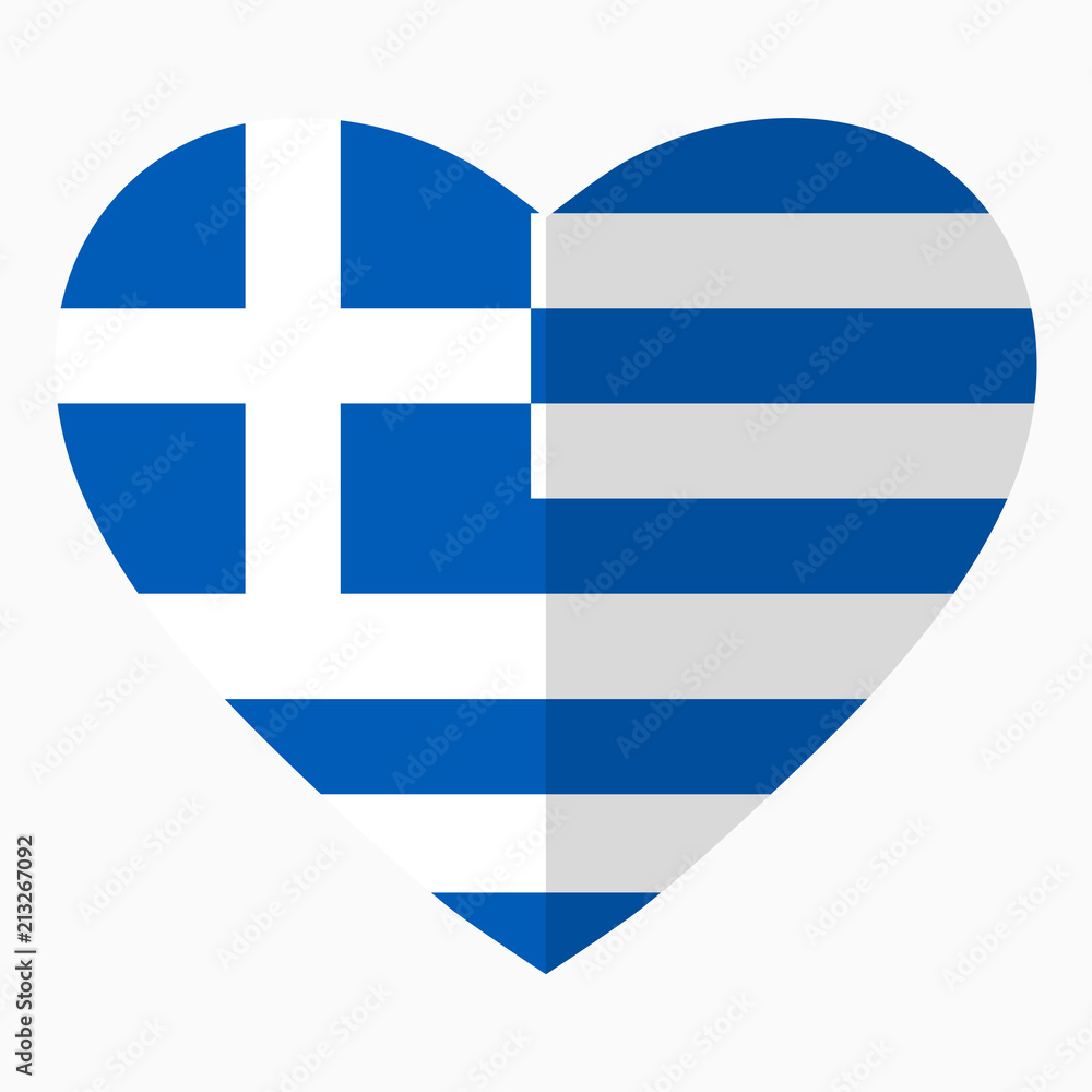 Flag of Greece in the shape of Heart, flat style, symbol of love for his country, patriotism, icon for Independence Day. Flag of Greece in the shape of Heart, flat style, symbol of love for his country, patriotism, icon for Independence Day.