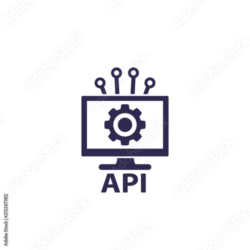 API, application programming interface icon, software integration vector icon on white
