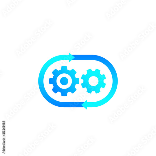 production cycle, process icon with cogwheels