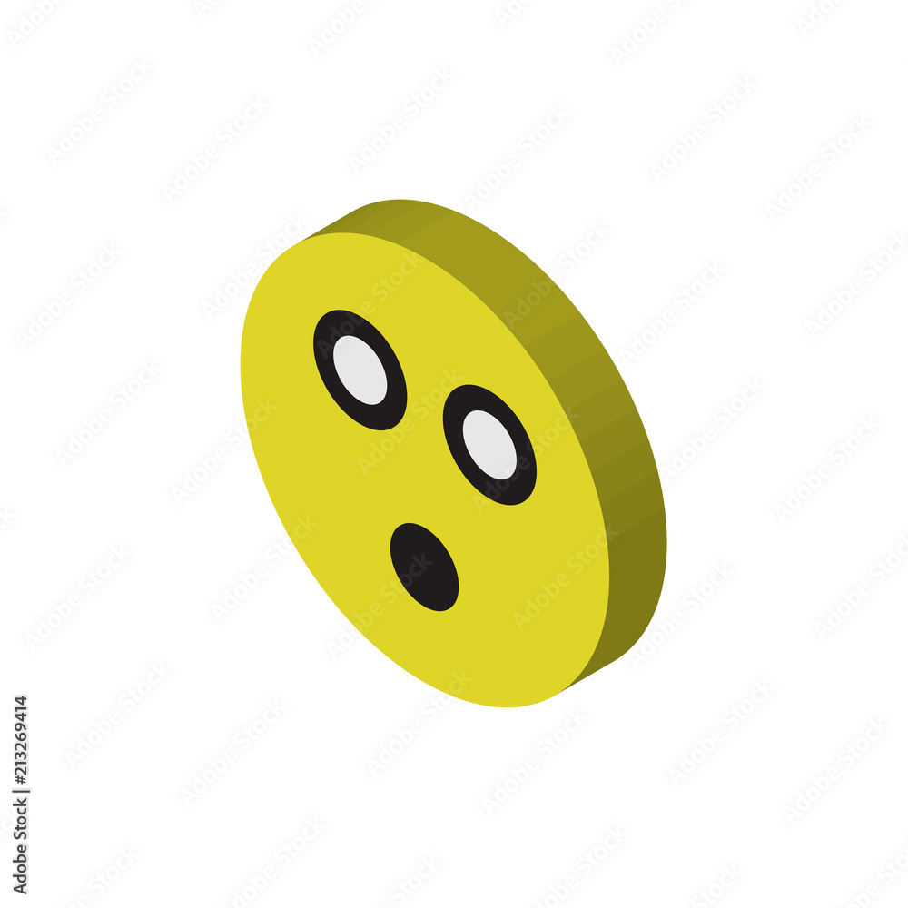 Shocked isometric right top view 3D icon Shocked isometric right top view 3D icon