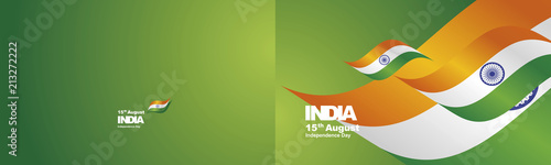 Independence Day India flag ribbon two fold landscape background
