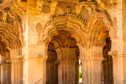Beautiful hindu temple. Lotus temple  an old archway at Hampi  India.